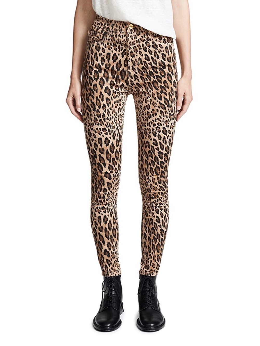 FRAME Denim Ali High Rise Cigarette Leopard Print Skinny Jeans Size 24